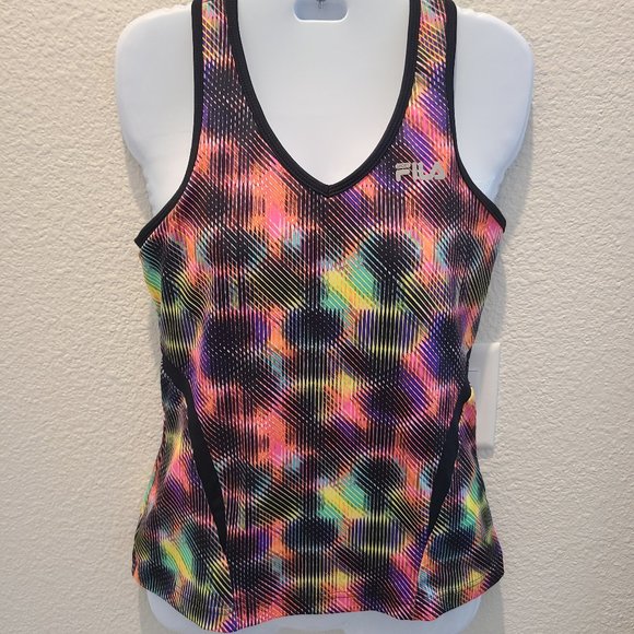 Fila Tops - Fila women's athletic racerback workout tank top pink multi color size small